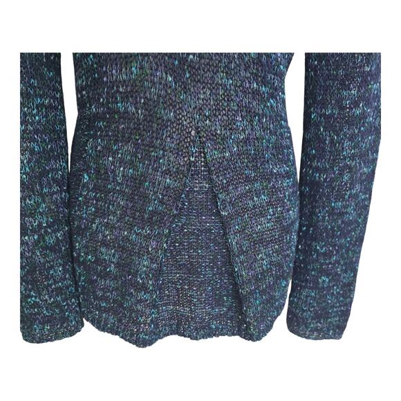 Coldwater Creek Long Sleeve V Neck Confetti Blue Knit Pullover Sweater Sz 4 - Picture 3 of 7